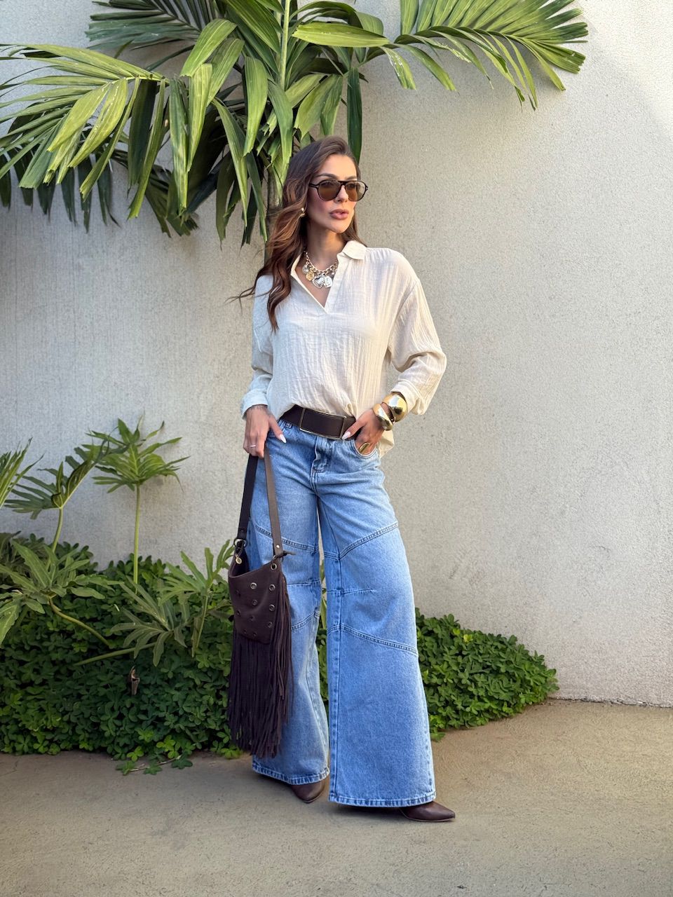 CAMISA MARIA ISIS GOLA AREIA