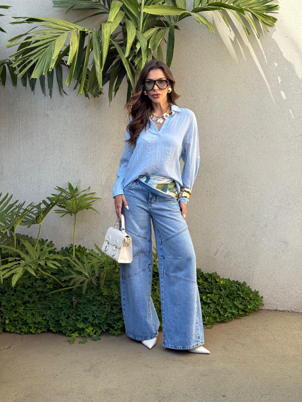 CAMISA MARIA ISIS GOLA AZUL