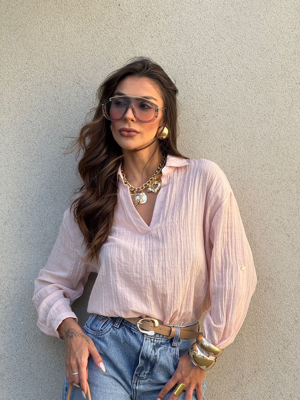 CAMISA MARIA ISIS GOLA BABY PINK