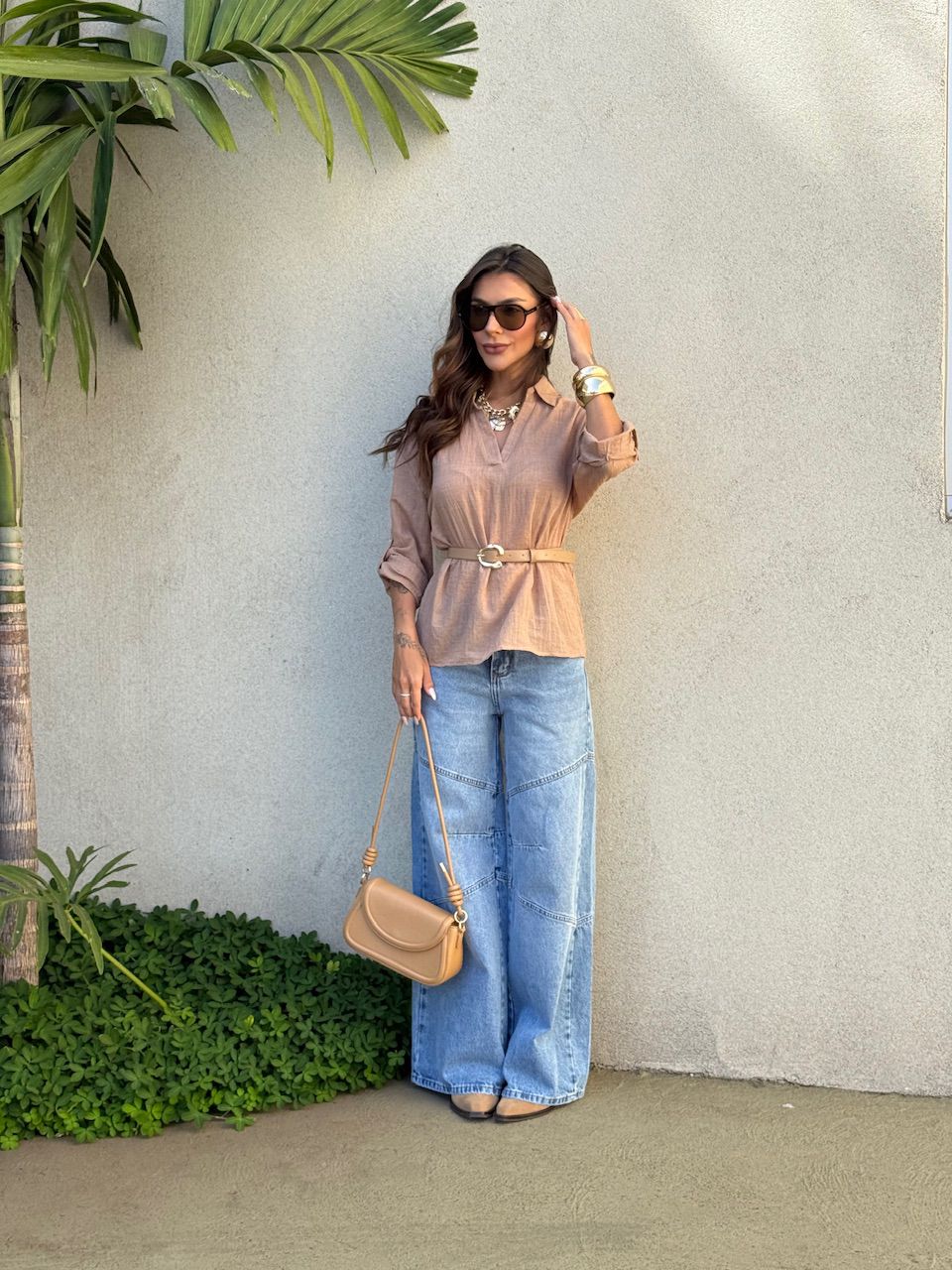 CAMISA MARIA ISIS GOLA CAPUCCINO 