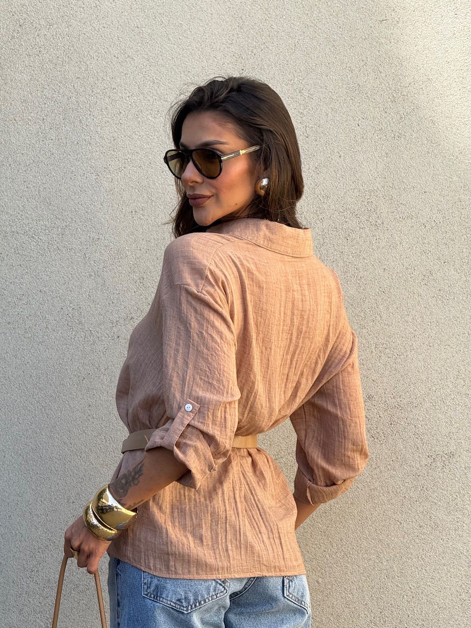 CAMISA MARIA ISIS GOLA CAPUCCINO 