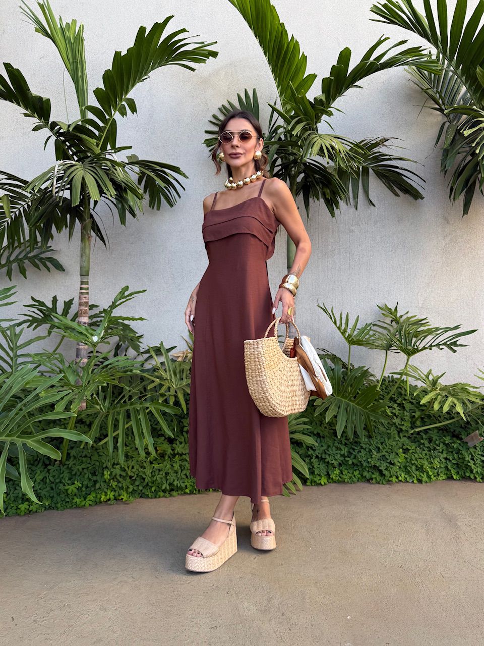 VESTIDO LARA ALÇA MARROM - 0076900054 - CAROLLA FERRARO