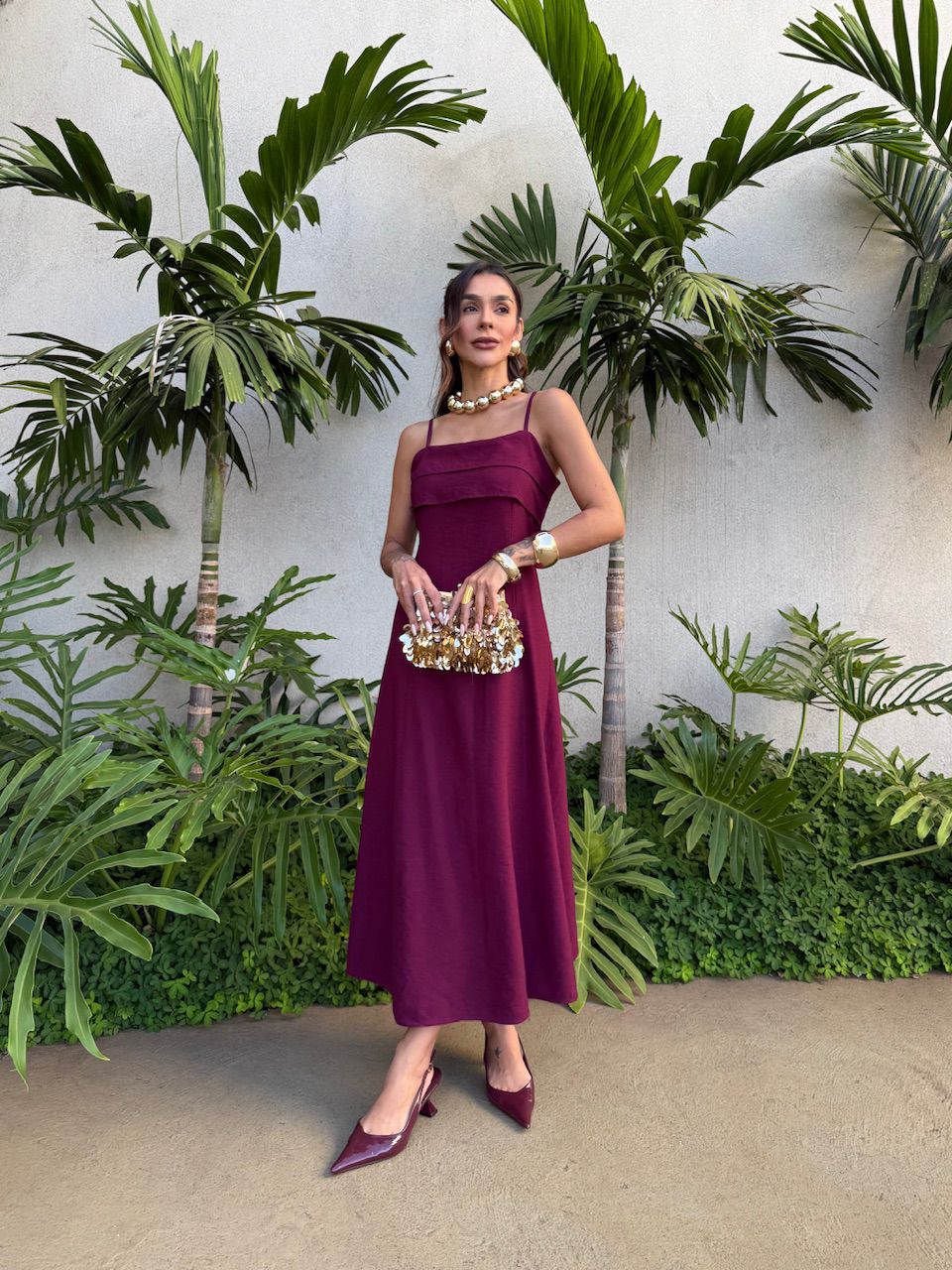 VESTIDO LARA ALÇA VINHO - 0076900168 - CAROLLA FERRARO