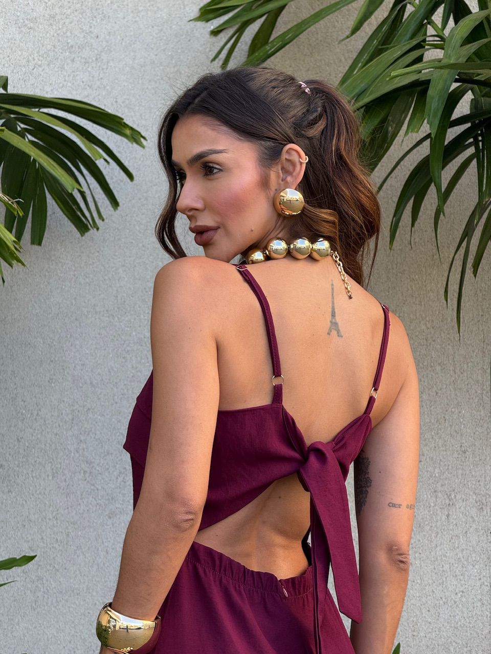 VESTIDO LARA ALÇA VINHO