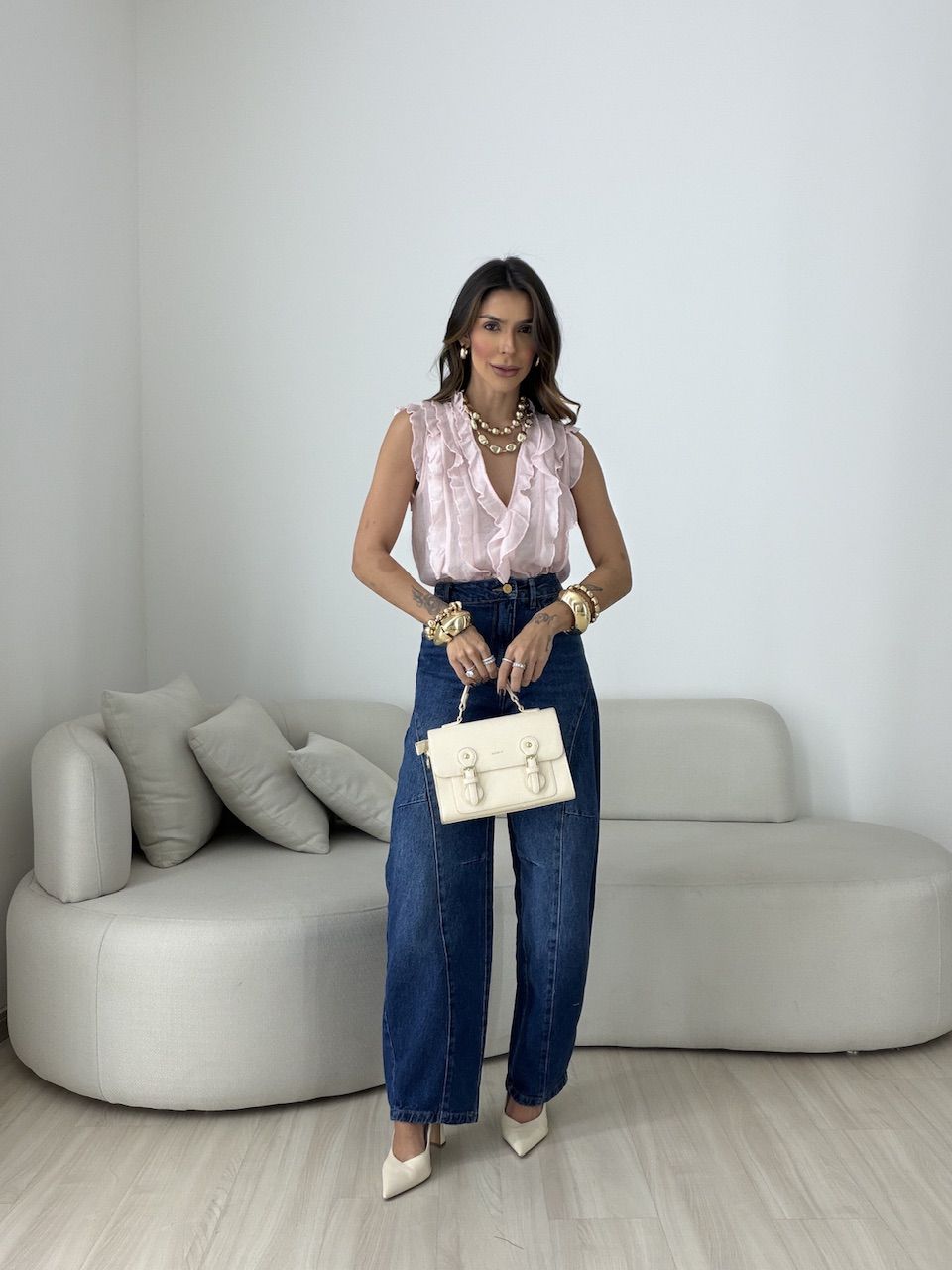 BLUSA CLARICE BABADOS ROSA