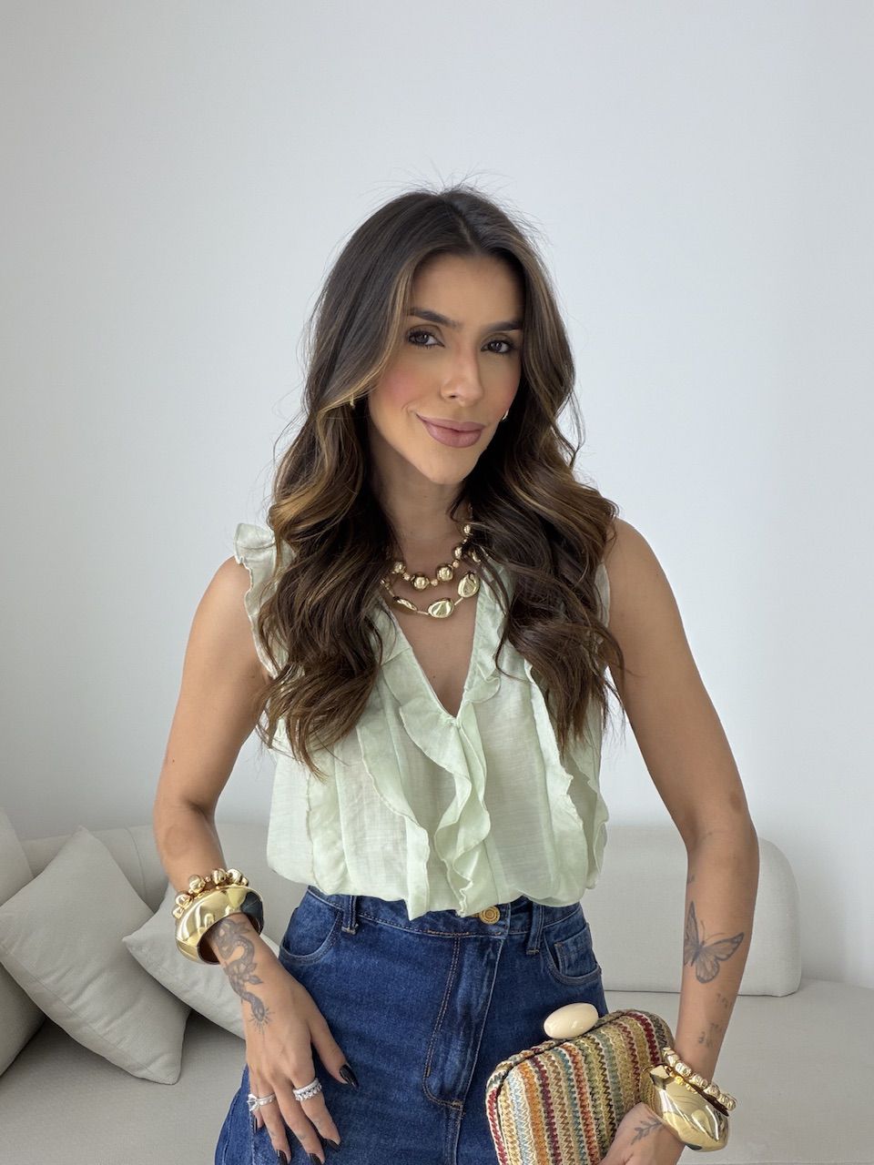 BLUSA CLARICE BABADOS VERDE
