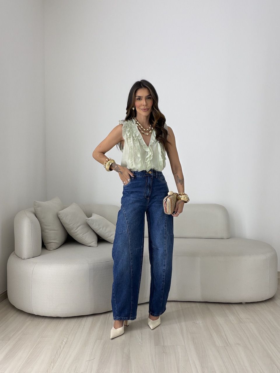 BLUSA CLARICE BABADOS VERDE