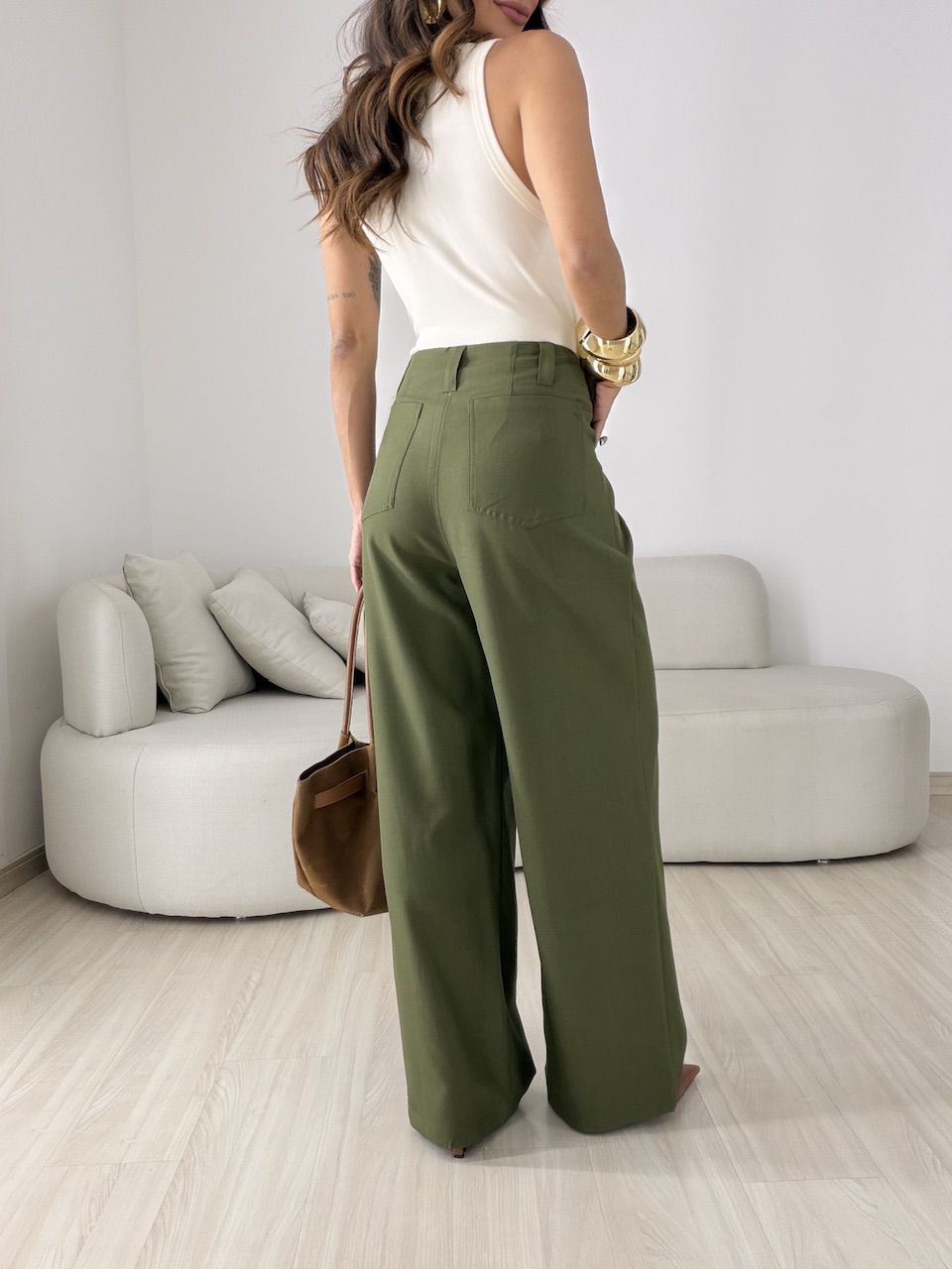 CALÇA FABRÍCIA BOTÕES VERDE