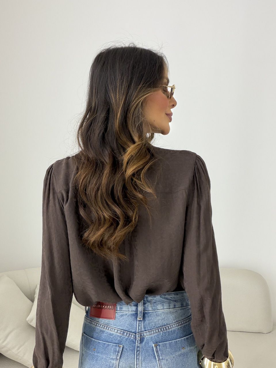 CAMISA SILVANA ANIMAL PRINT MARROM