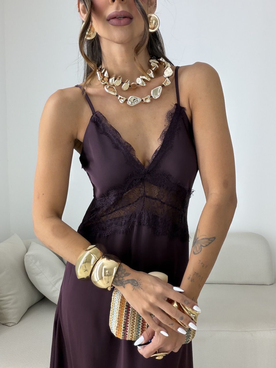 VESTIDO ERICA ACETINADO UVA