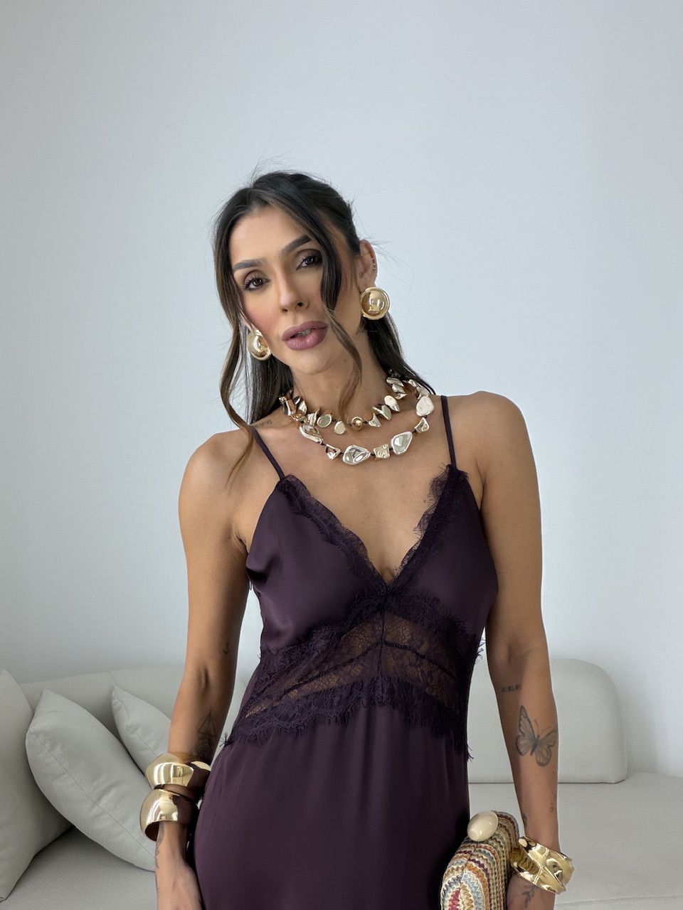 VESTIDO ERICA ACETINADO UVA