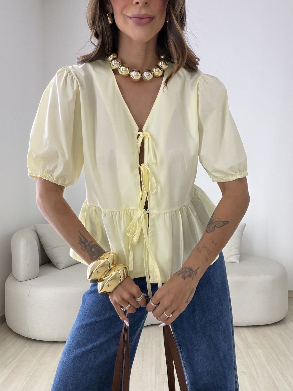 BLUSA MAFER AMARRAÇÃO AMARELA
