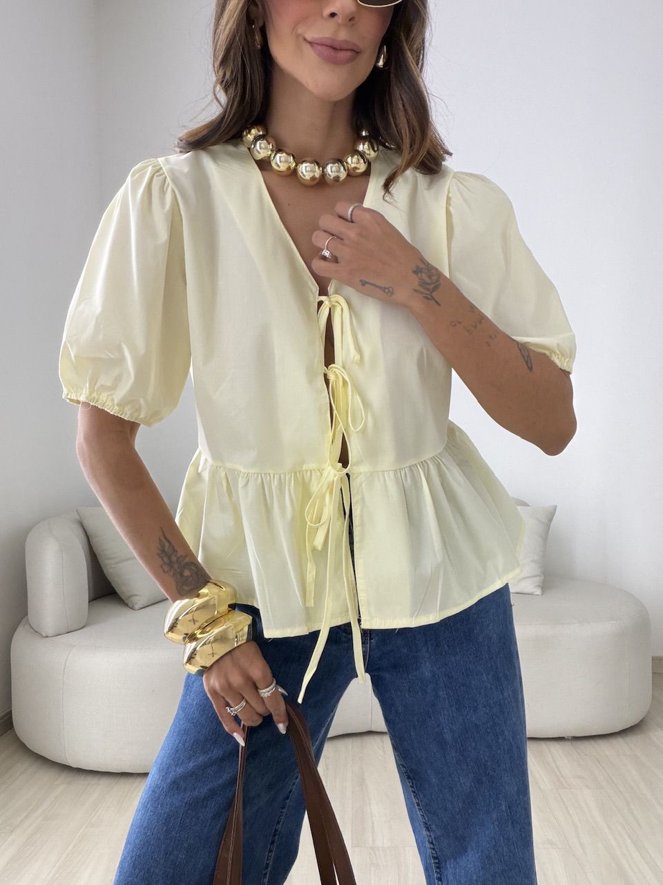 BLUSA MAFER AMARRAÇÃO AMARELA