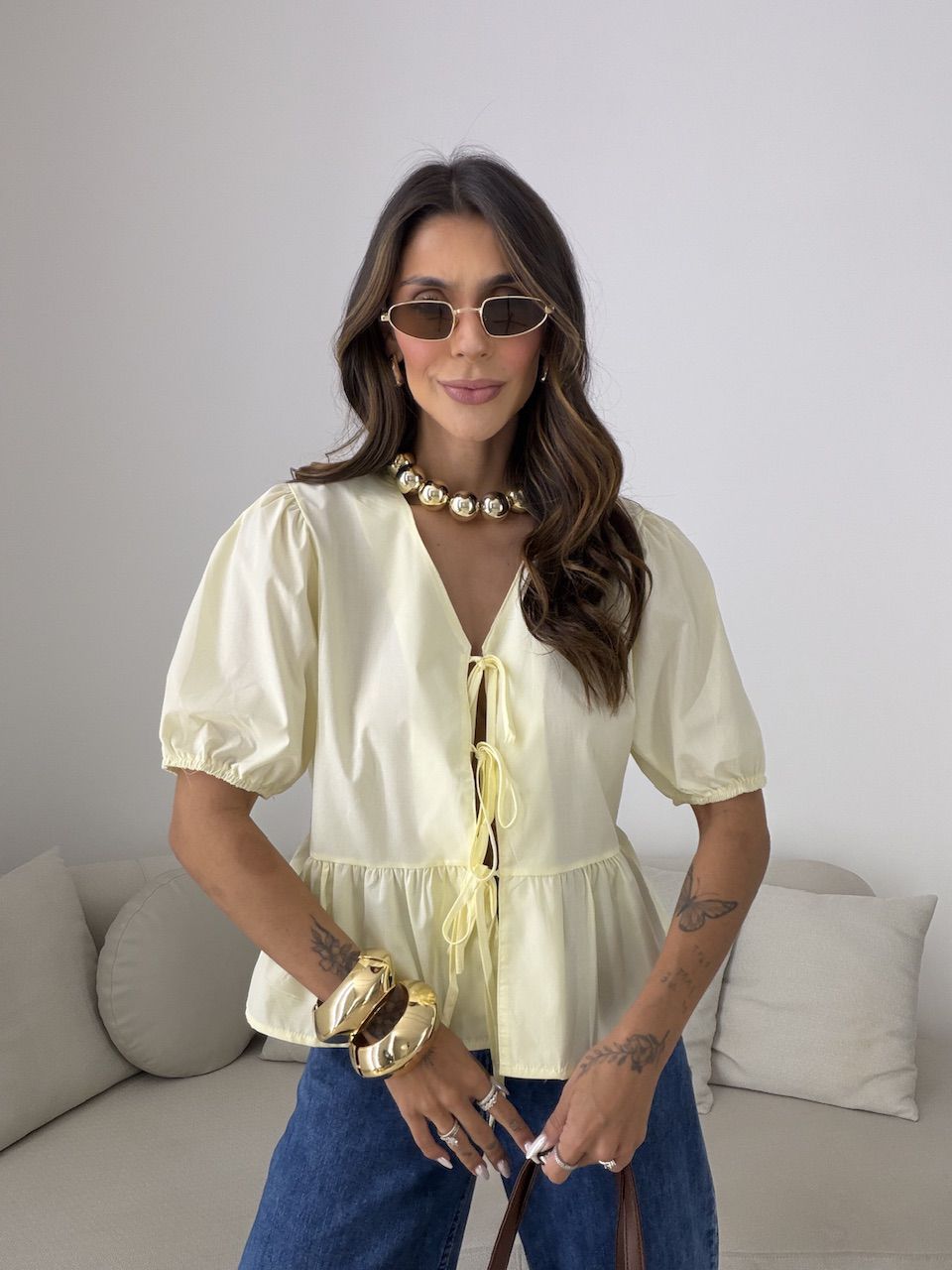 BLUSA MAFER AMARRAÇÃO AMARELA