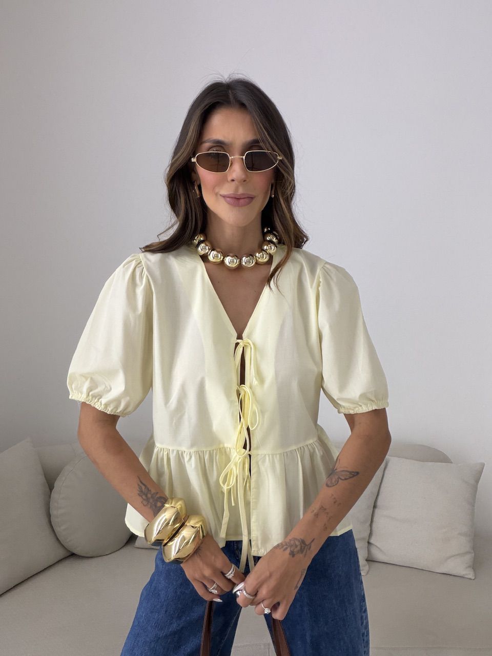 BLUSA MAFER AMARRAÇÃO AMARELA