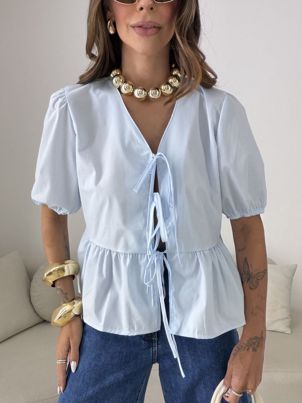 BLUSA MAFER AMARRAÇÃO AZUL