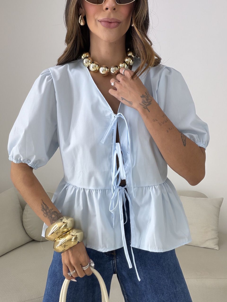 BLUSA MAFER AMARRAÇÃO AZUL