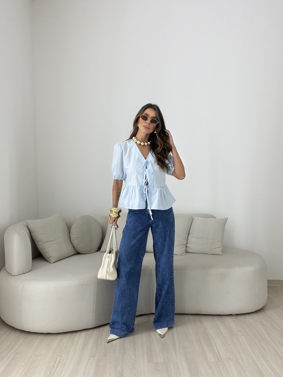 BLUSA MAFER AMARRAÇÃO AZUL
