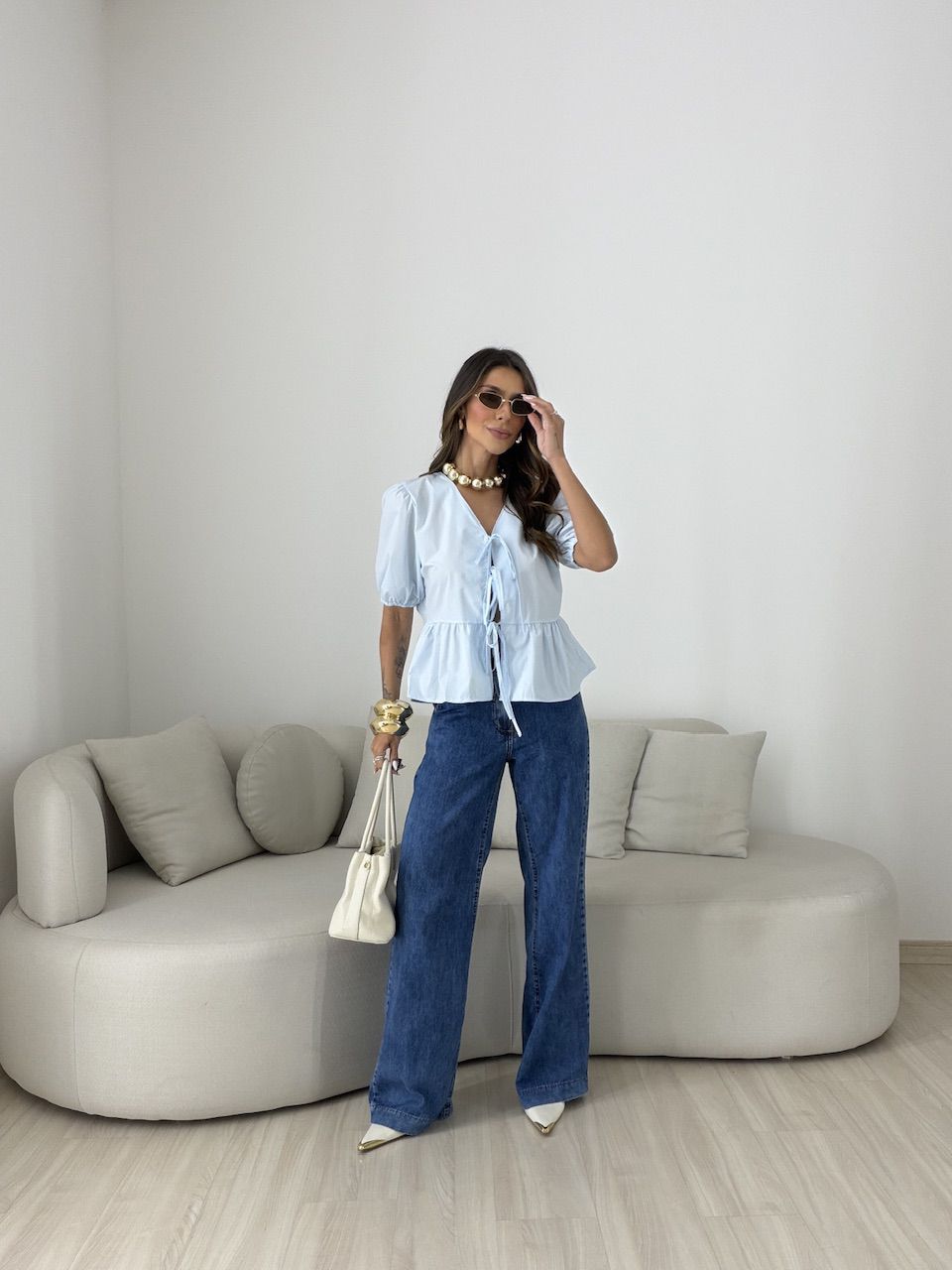 BLUSA MAFER AMARRAÇÃO AZUL