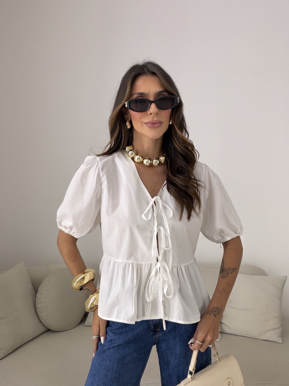 BLUSA MAFER AMARRAÇÃO OFF - 0081430048 - CAROLLA FERRARO