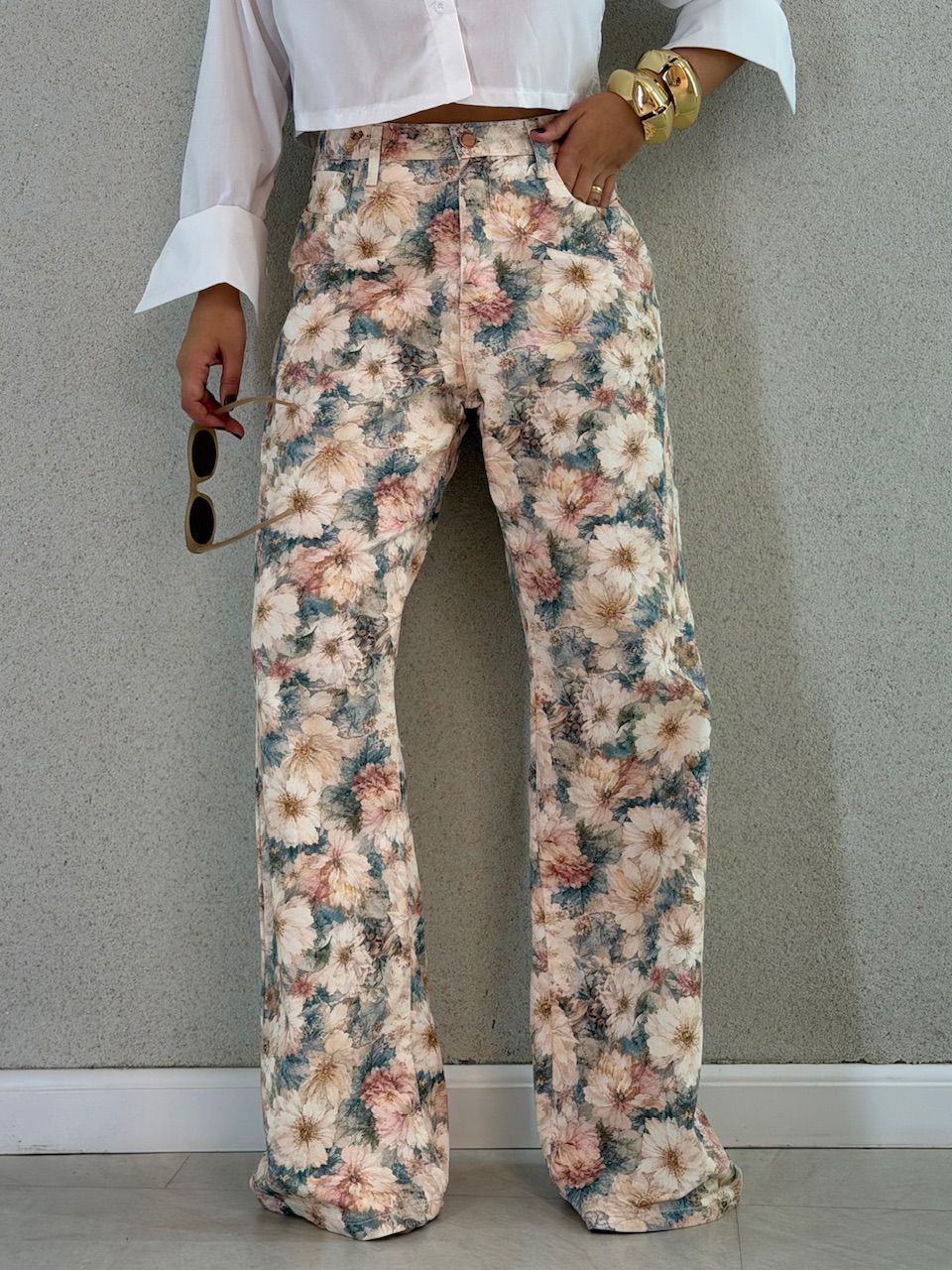 CALÇA MELISSA FLORAL CLARA