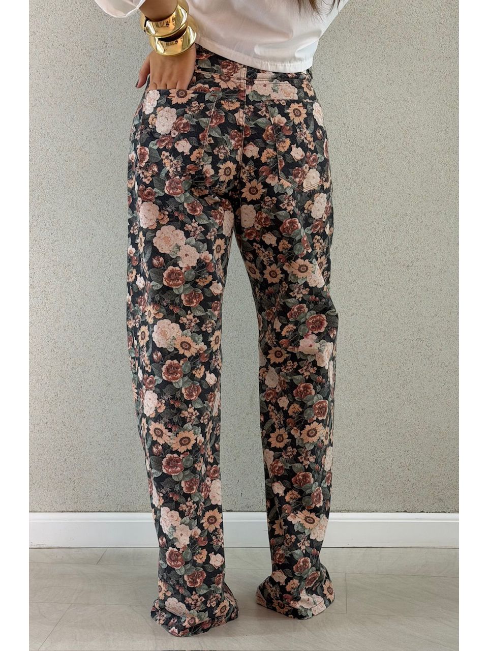 CALÇA MELISSA FLORAL ESCURA