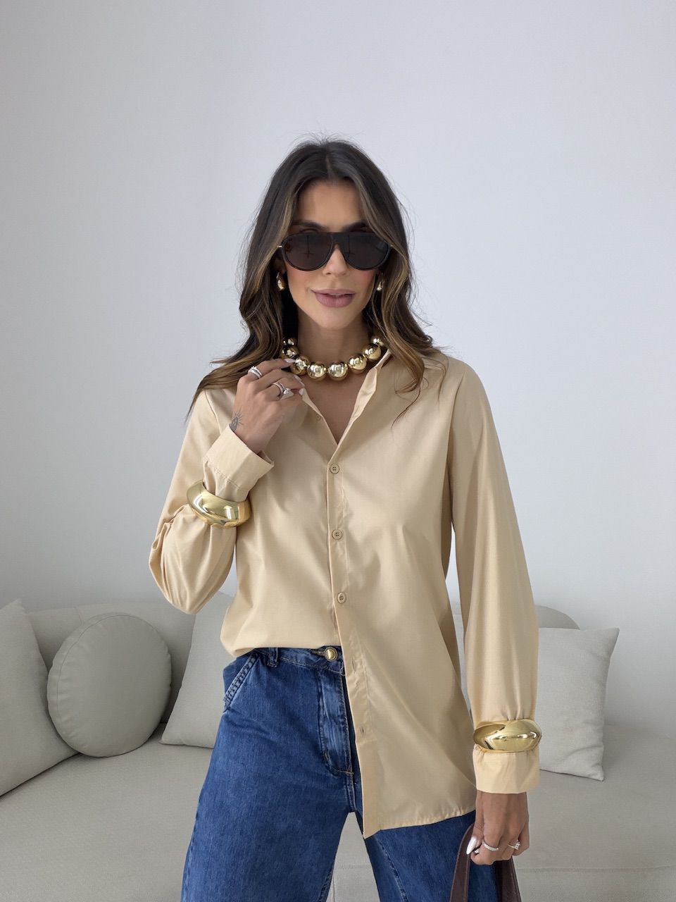 CAMISA ANA CLAUDIA BASIC NUDE - 0081440049 - CAROLLA FERRARO
