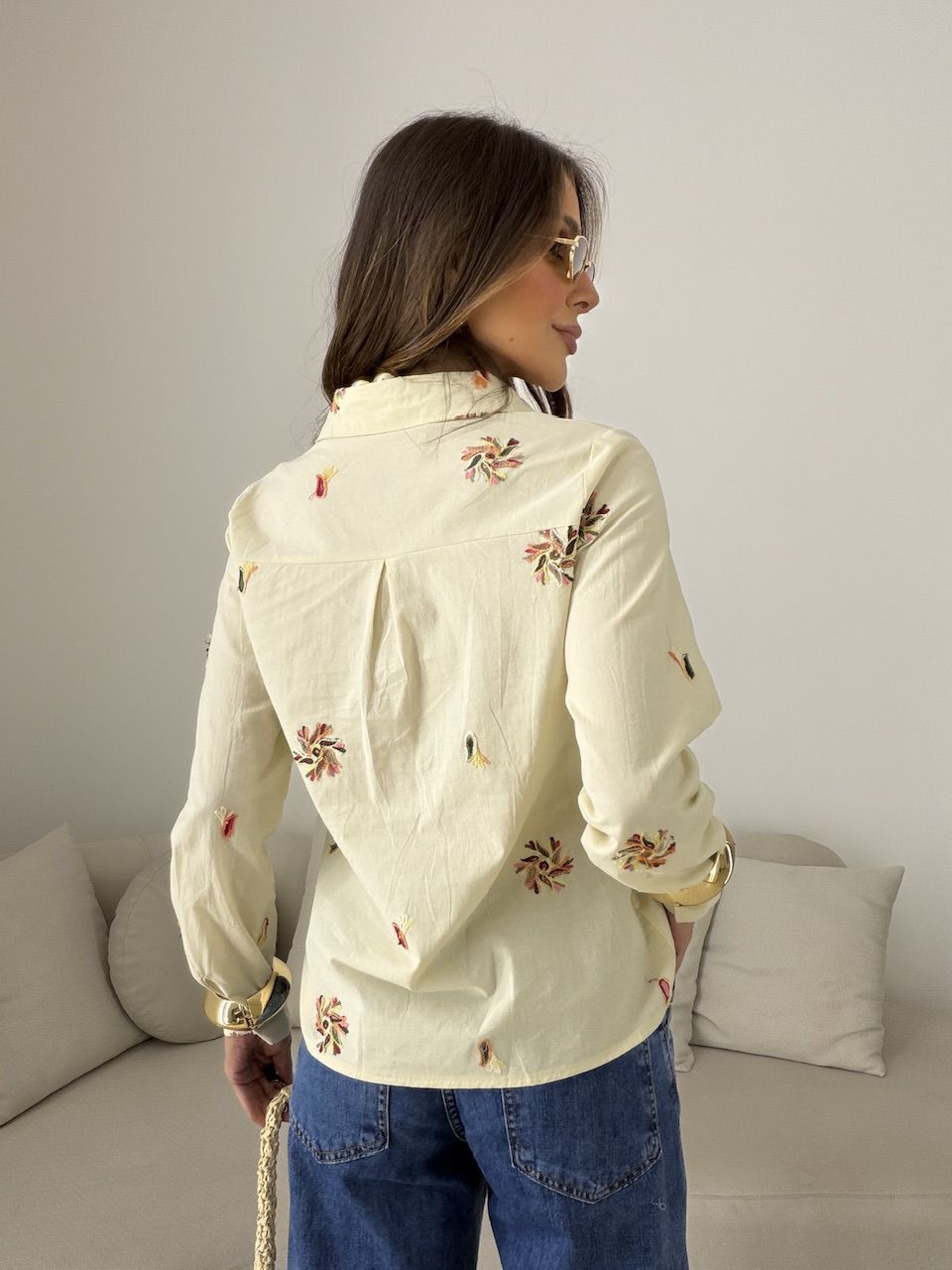 CAMISA RITA BORDADA AREIA