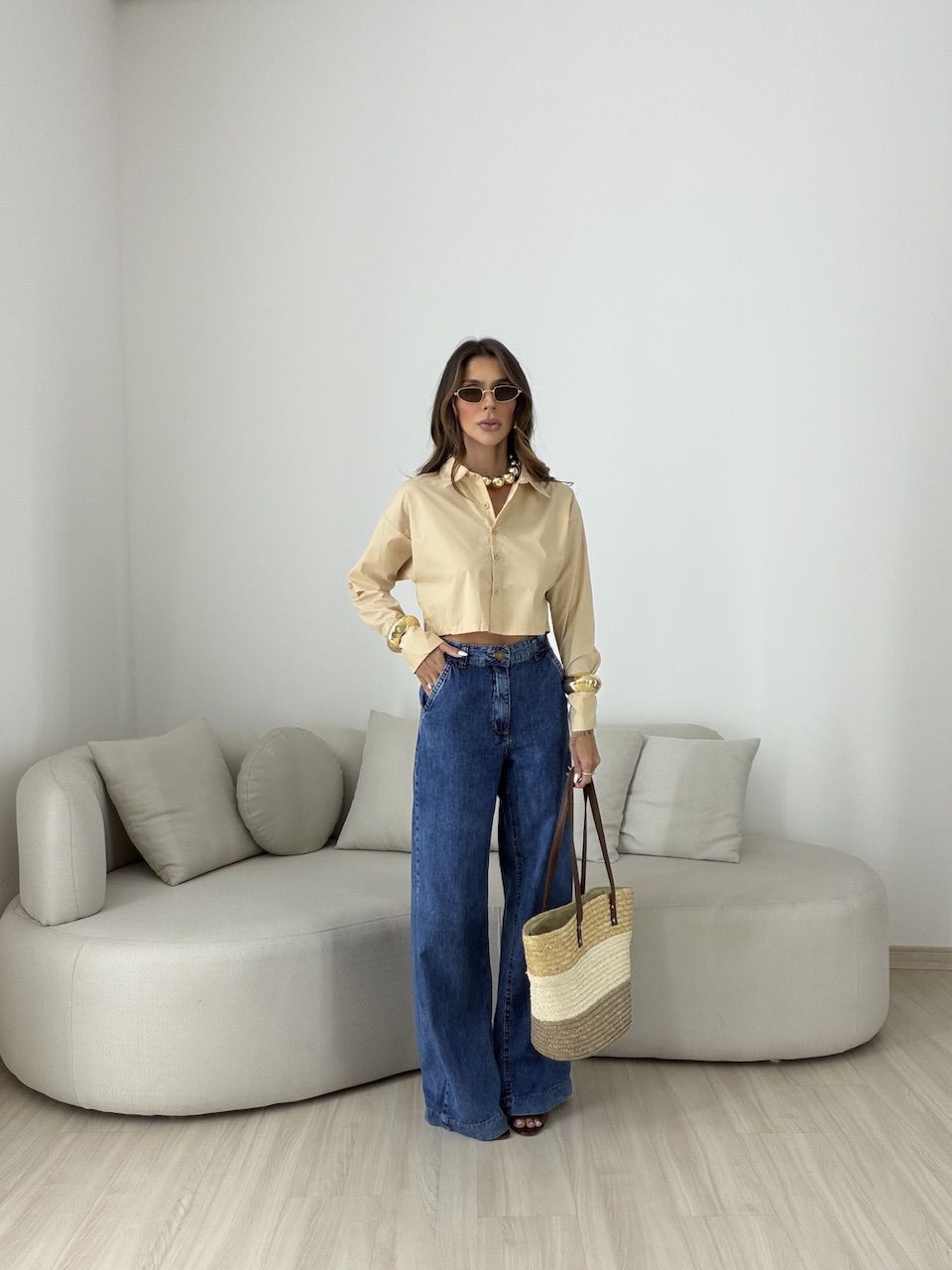 CAMISA VERÔNICA CROPPED NUDE