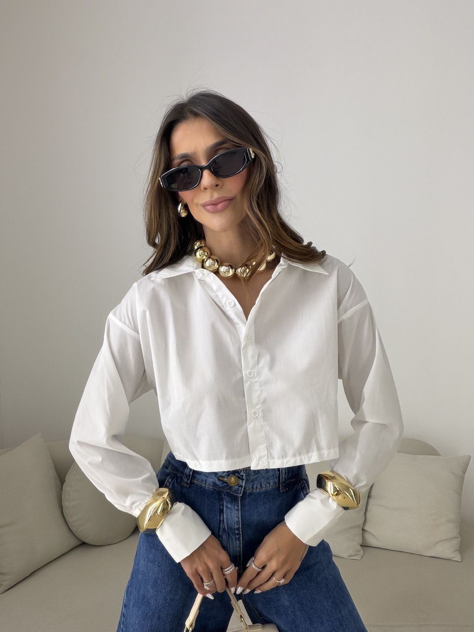 CAMISA VERÔNICA CROPPED OFF - 0081460048 - CAROLLA FERRARO