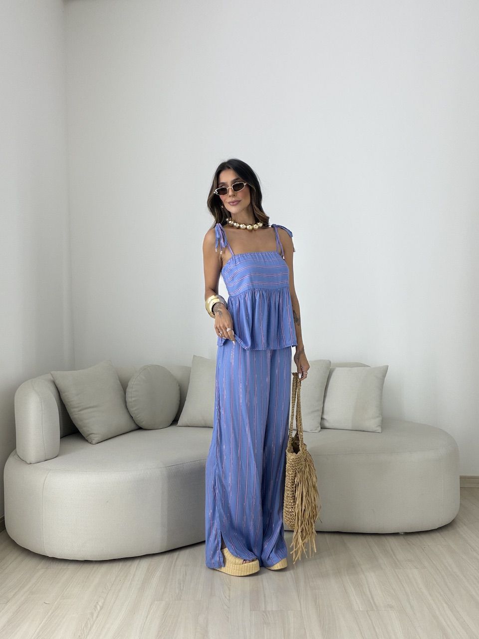 CONJUNTO ALICE LISTRADO AZUL