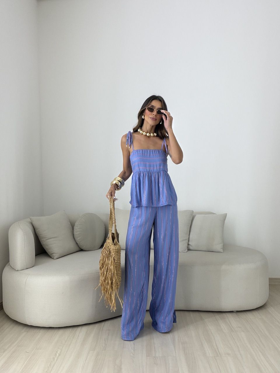 CONJUNTO ALICE LISTRADO AZUL