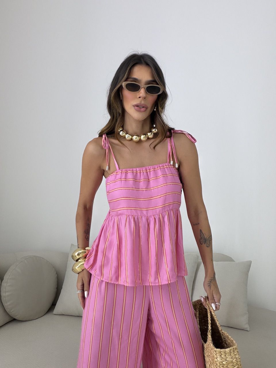 CONJUNTO ALICE LISTRADO ROSA