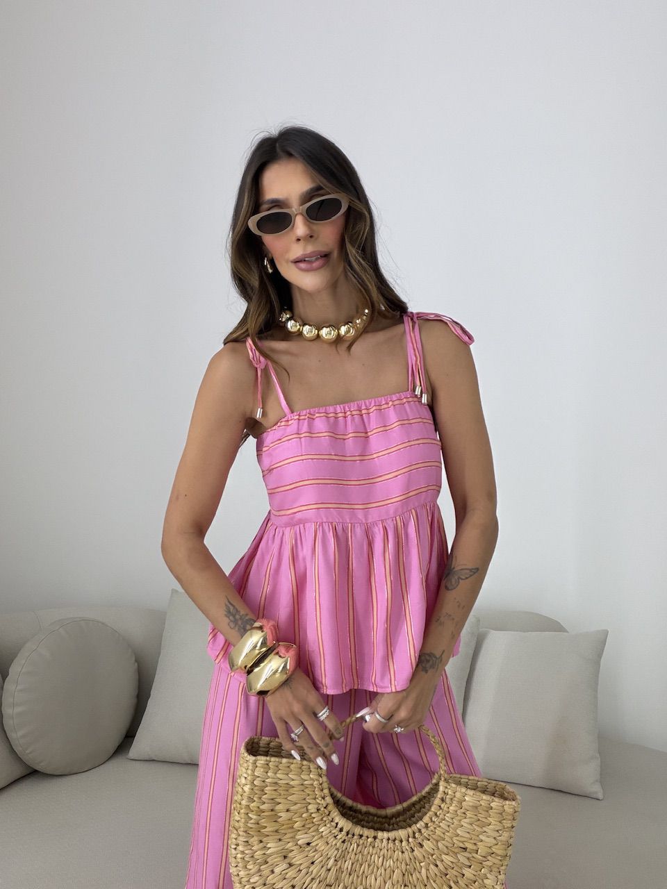 CONJUNTO ALICE LISTRADO ROSA