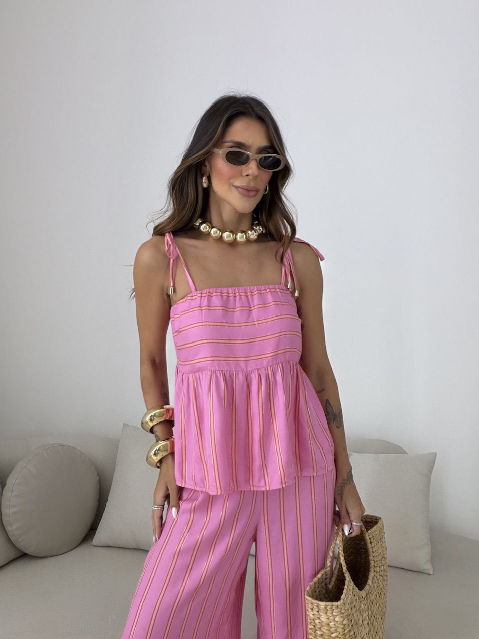 CONJUNTO ALICE LISTRADO ROSA
