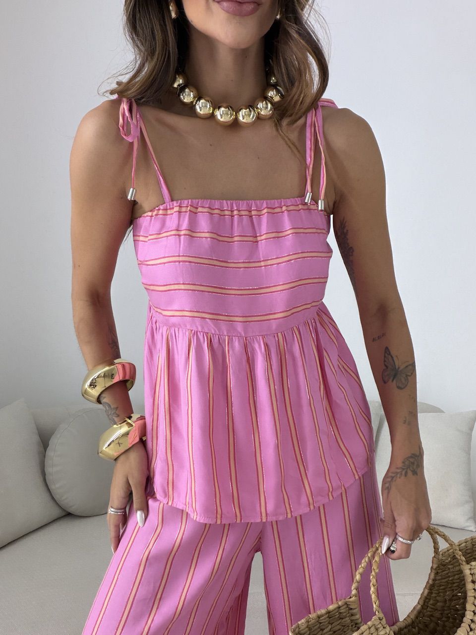 CONJUNTO ALICE LISTRADO ROSA