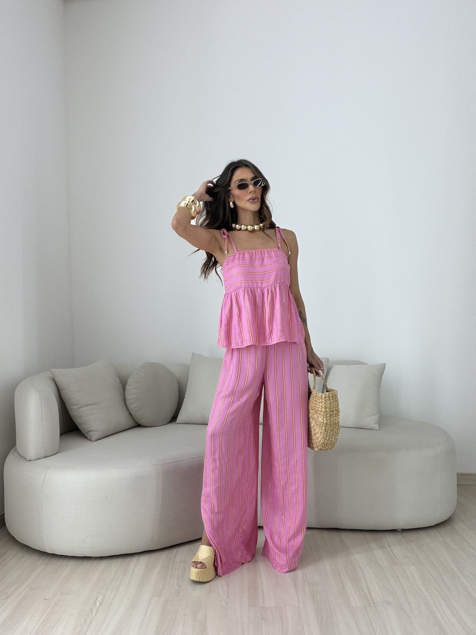 CONJUNTO ALICE LISTRADO ROSA