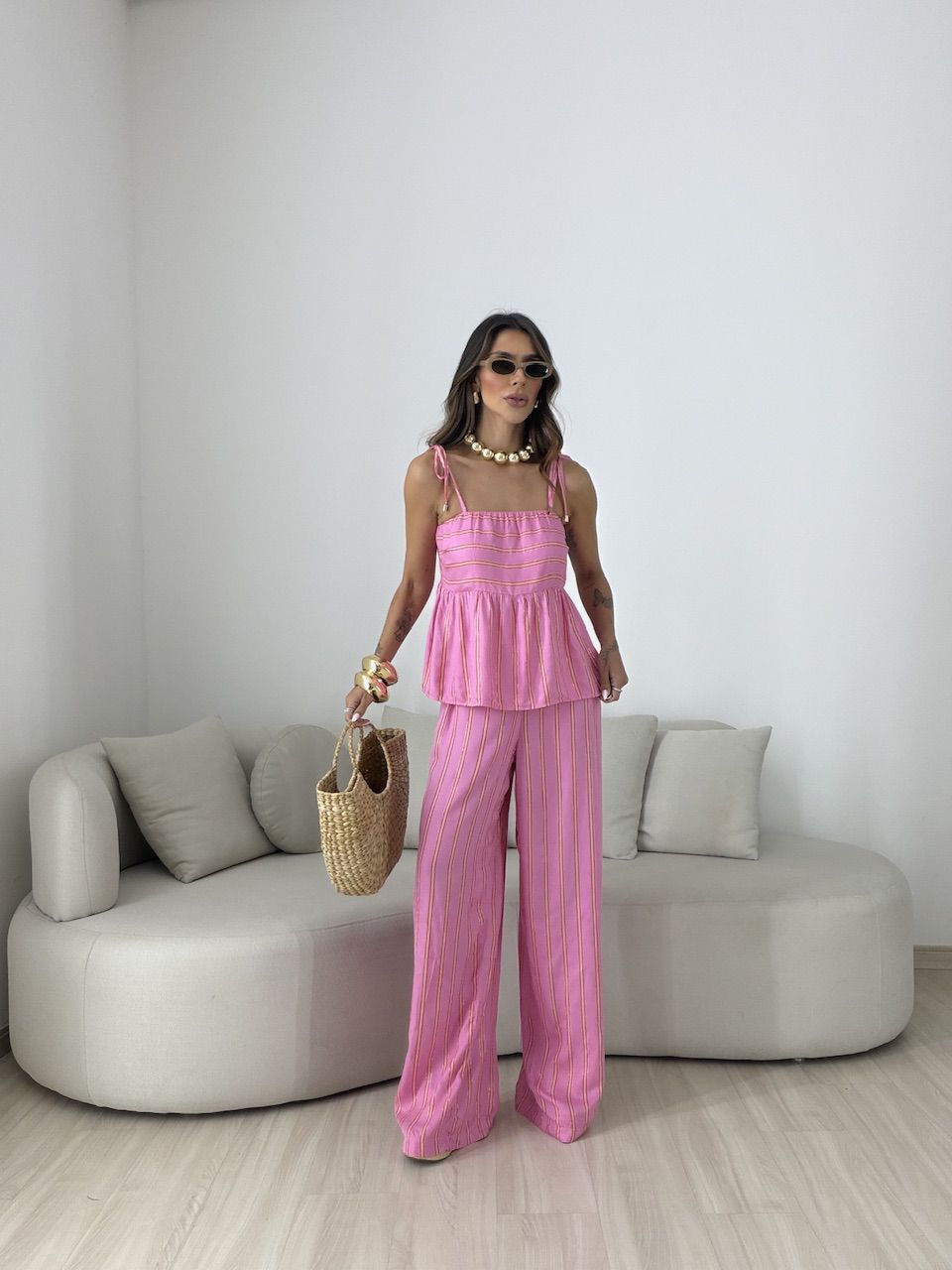 CONJUNTO ALICE LISTRADO ROSA