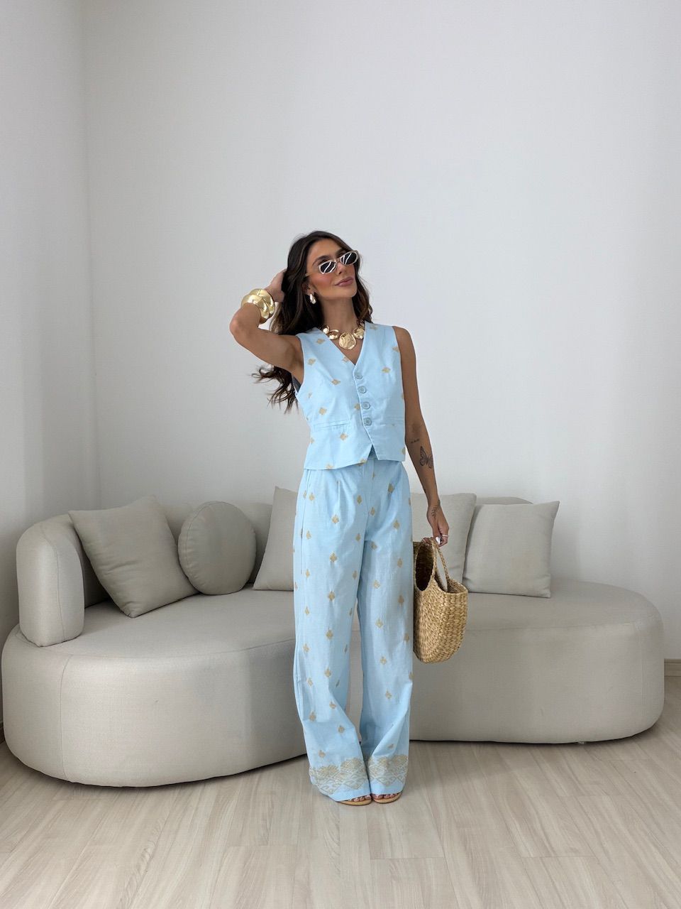 CONJUNTO GIOVANA BORDADO AZUL