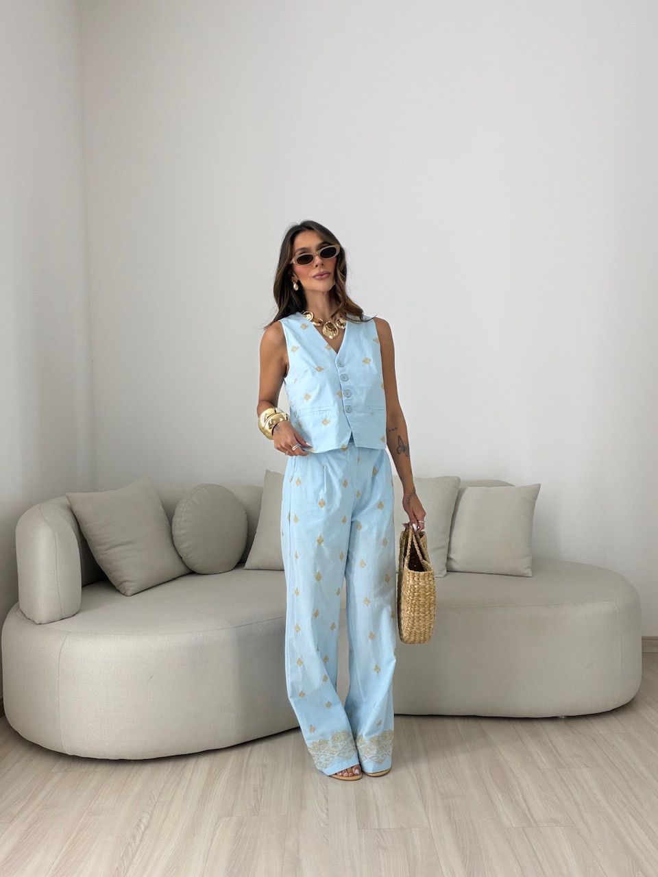 CONJUNTO GIOVANA BORDADO AZUL