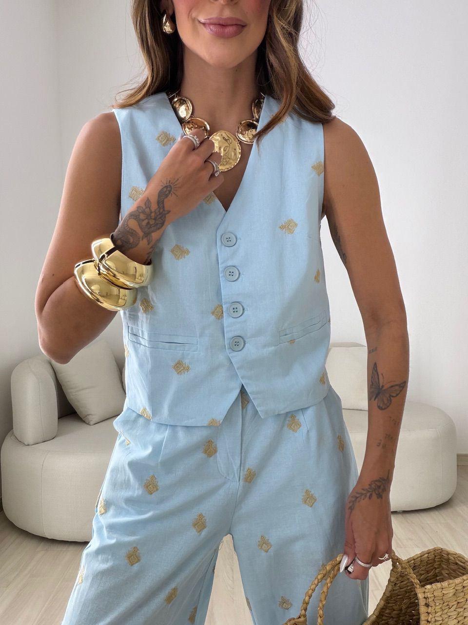 CONJUNTO GIOVANA BORDADO AZUL