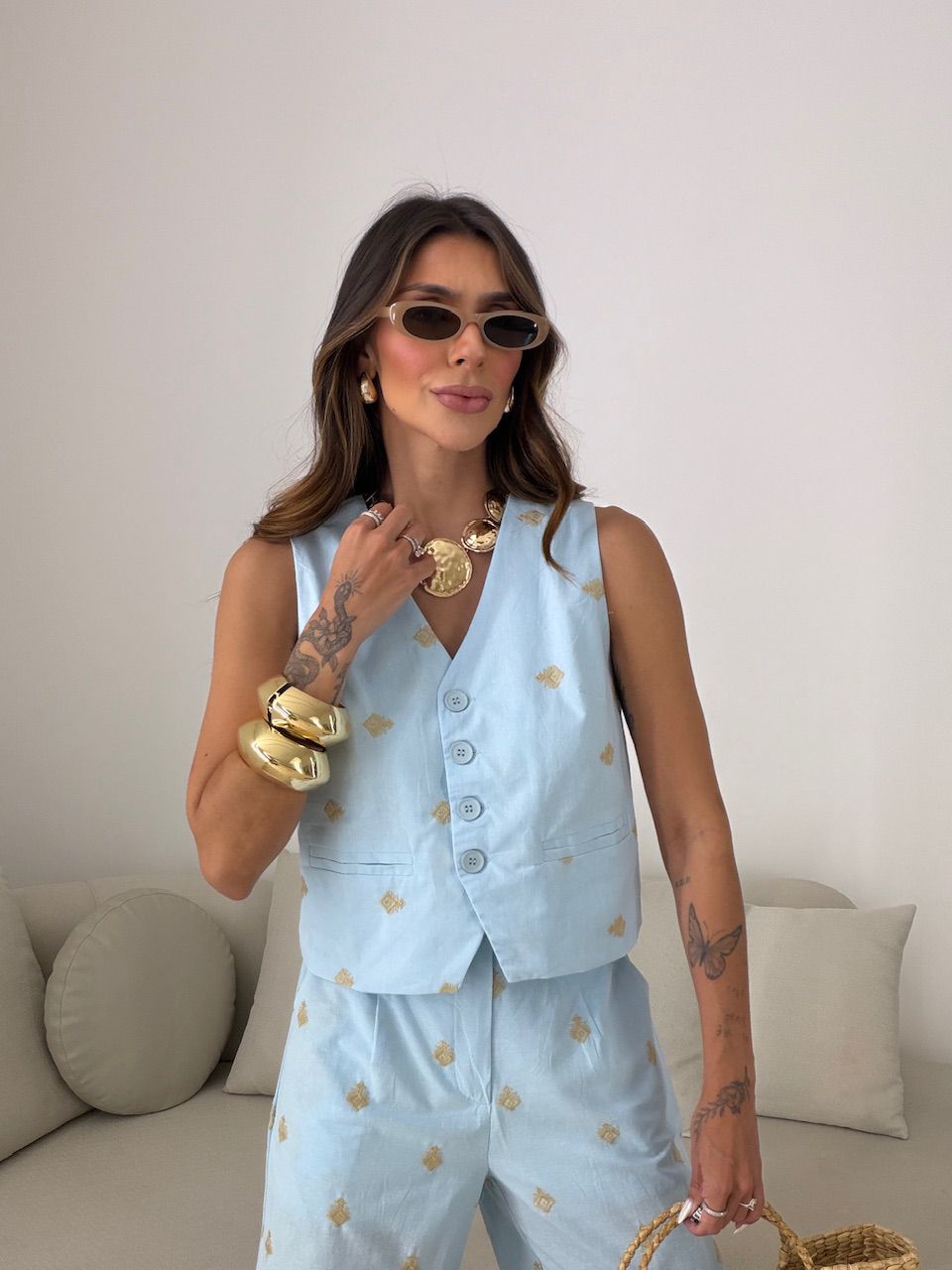 CONJUNTO GIOVANA BORDADO AZUL
