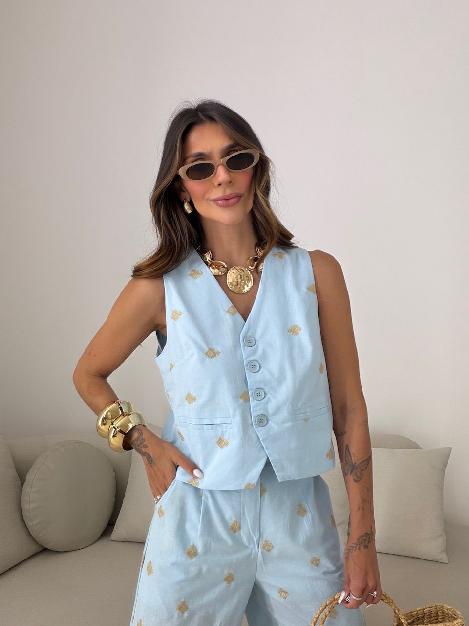 CONJUNTO GIOVANA BORDADO AZUL