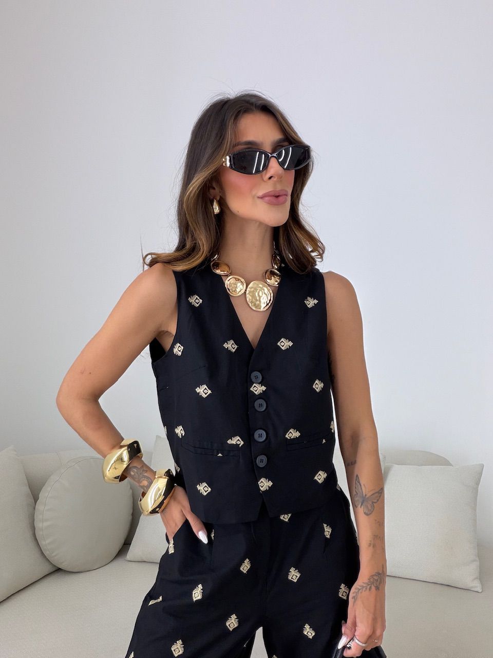 CONJUNTO GIOVANA BORDADO PRETO