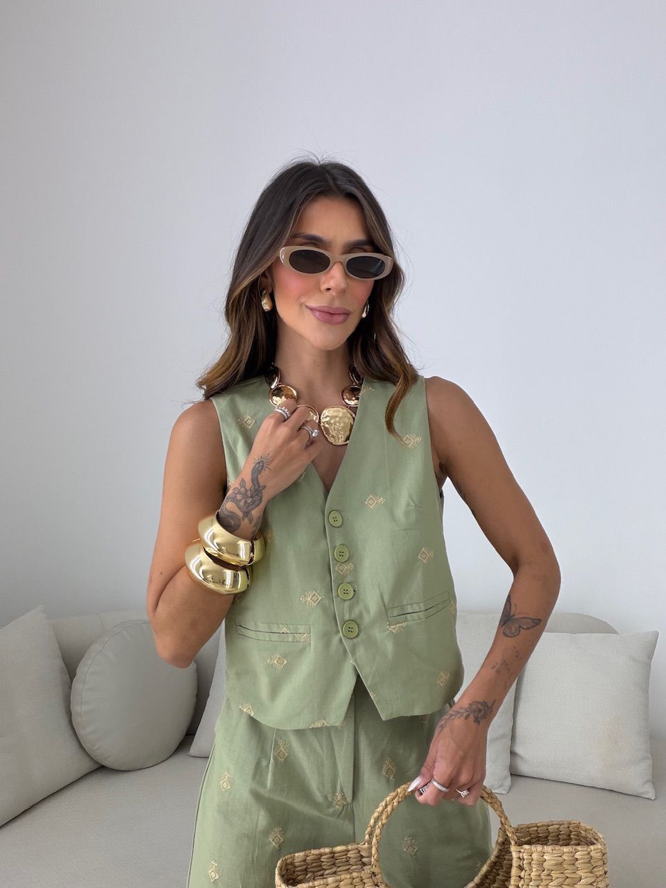 CONJUNTO GIOVANA BORDADO VERDE