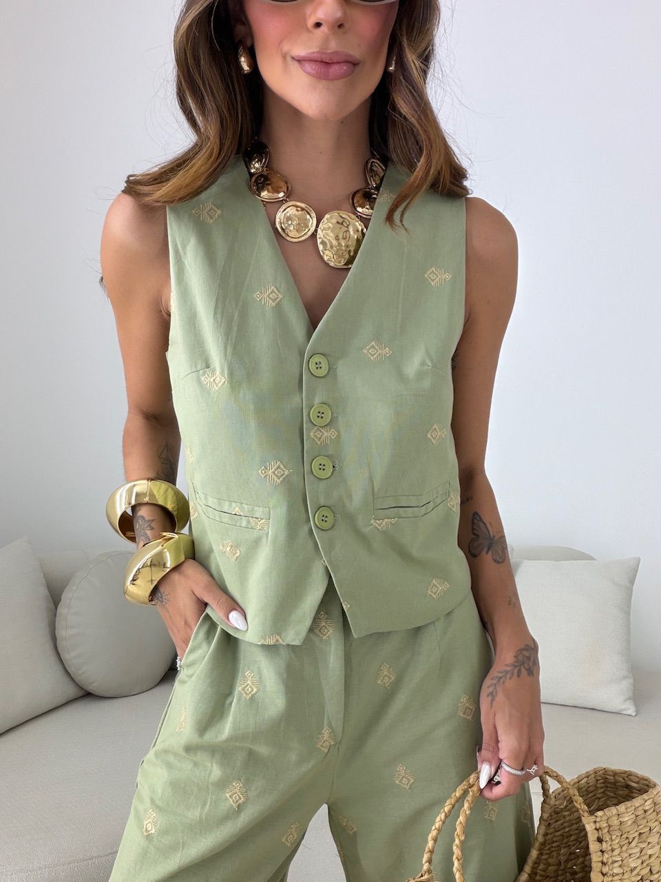 CONJUNTO GIOVANA BORDADO VERDE