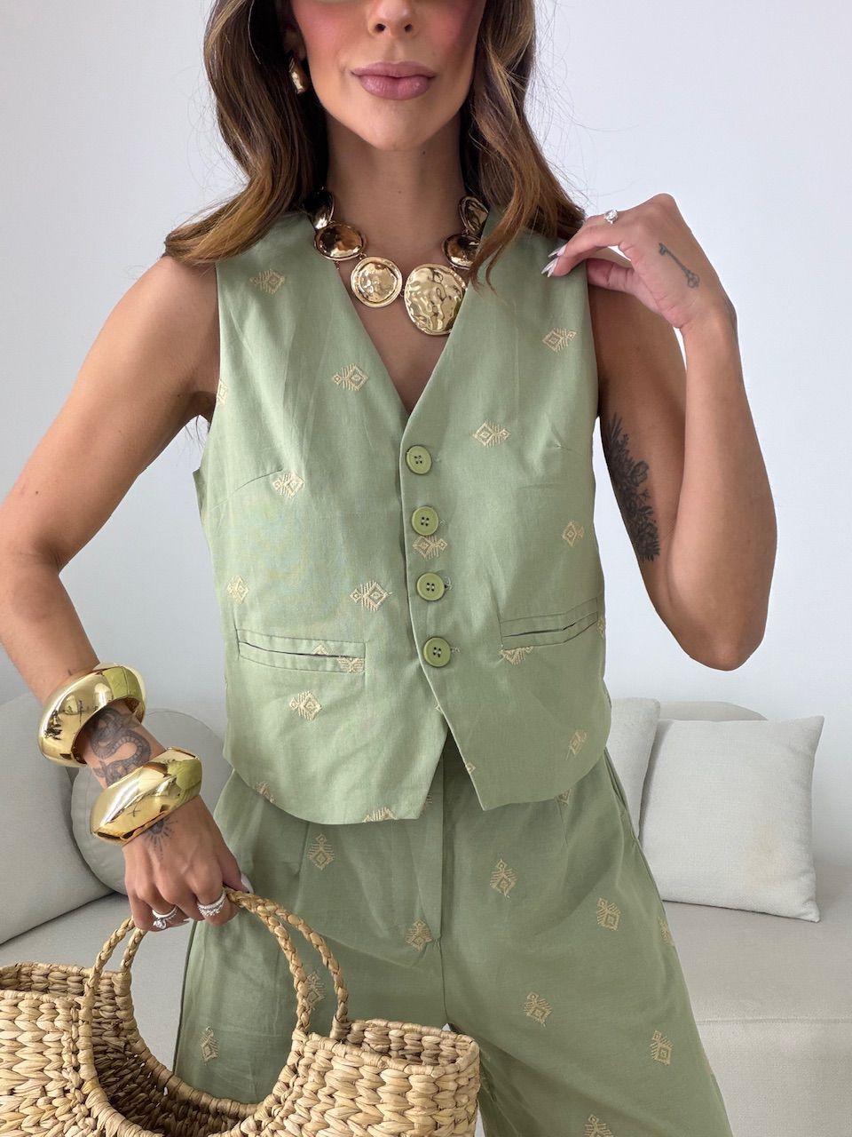 CONJUNTO GIOVANA BORDADO VERDE