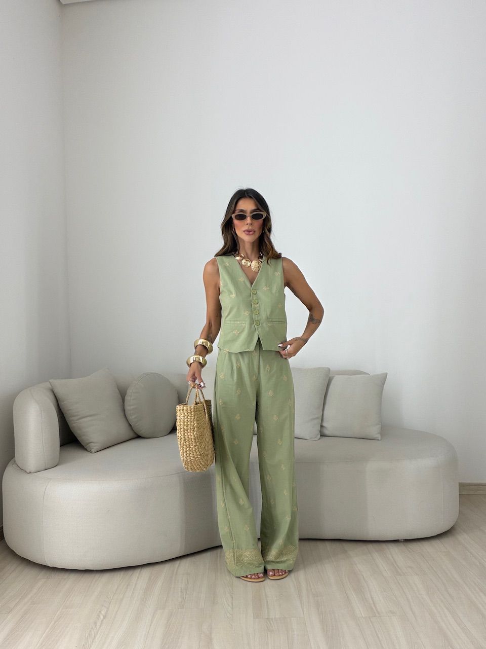 CONJUNTO GIOVANA BORDADO VERDE