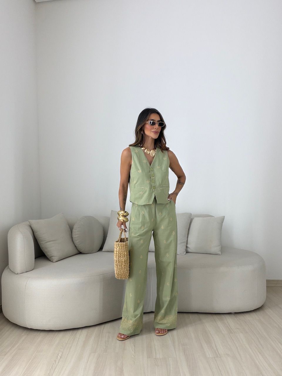 CONJUNTO GIOVANA BORDADO VERDE