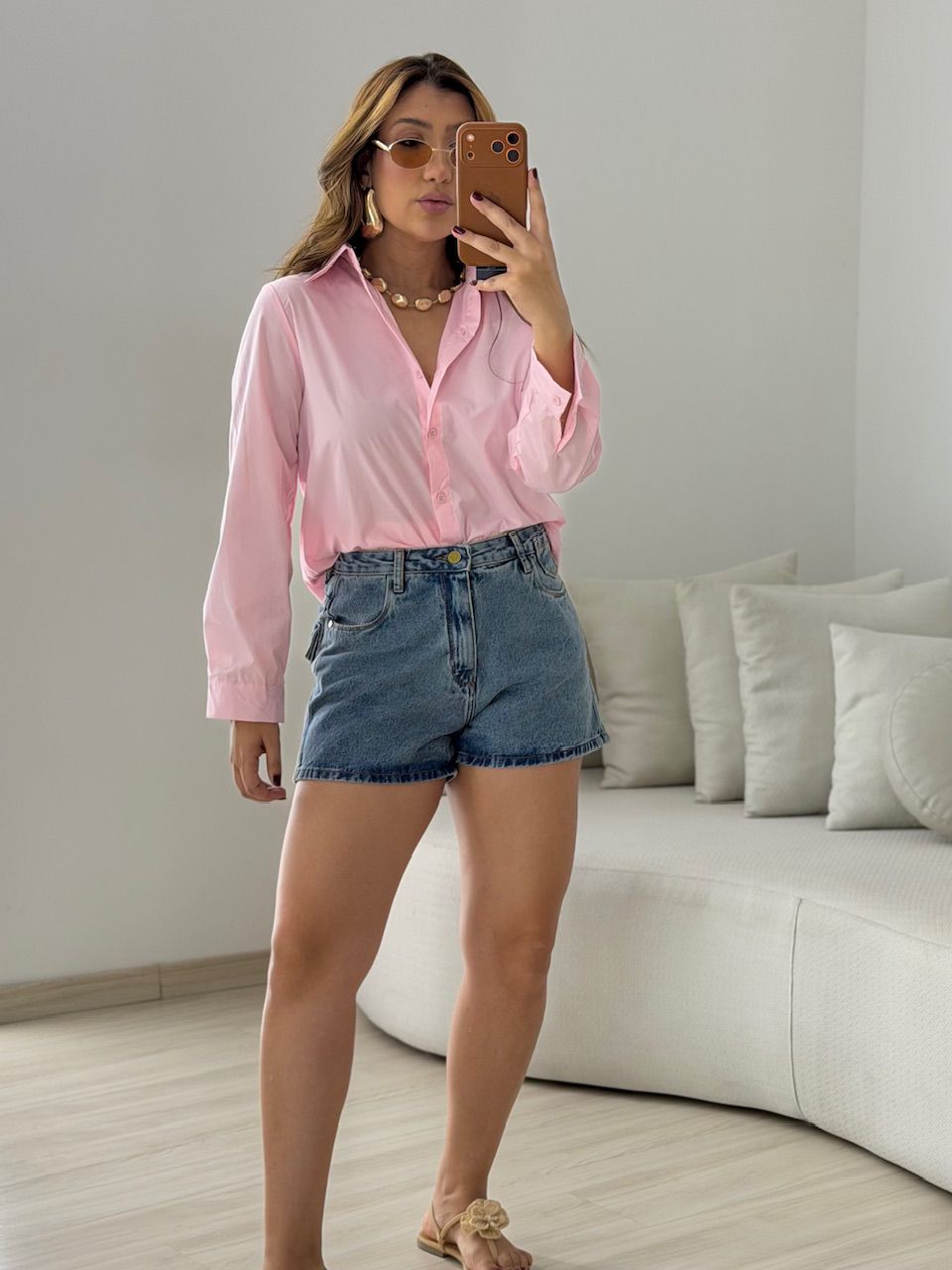 SHORT LIZ BOTÕES JEANS MÉDIO